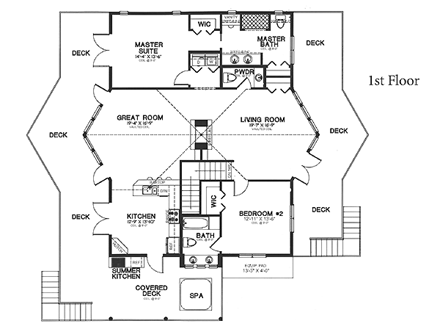 House Plan 58983 First Level Plan