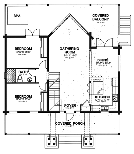 House Plan 58984 First Level Plan