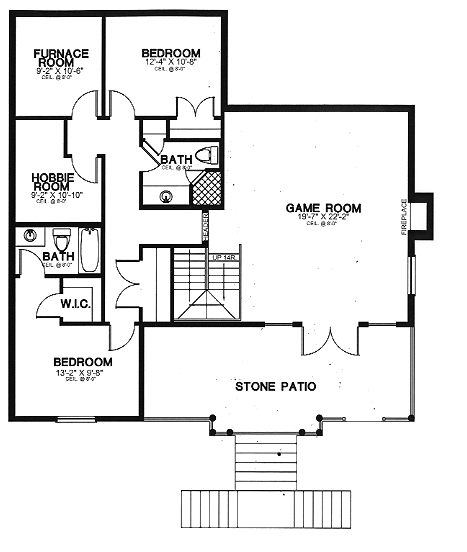 Cabin Log Lower Level of Plan 58985