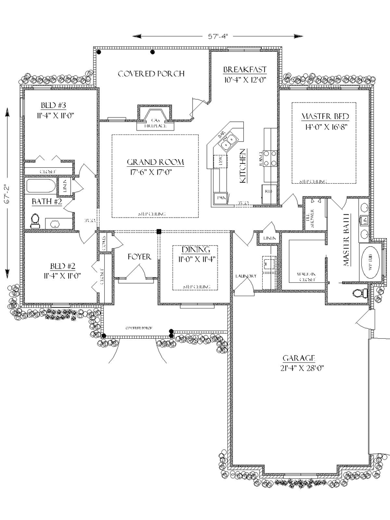 Bungalow Cottage Country Craftsman European Southern Traditional Level One of Plan 58991