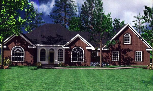 European Plan with 1638 Sq. Ft., 3 Bedrooms, 2 Bathrooms, 2 Car Garage Elevation