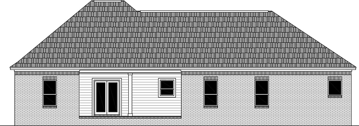 Colonial European Traditional Rear Elevation of Plan 59009