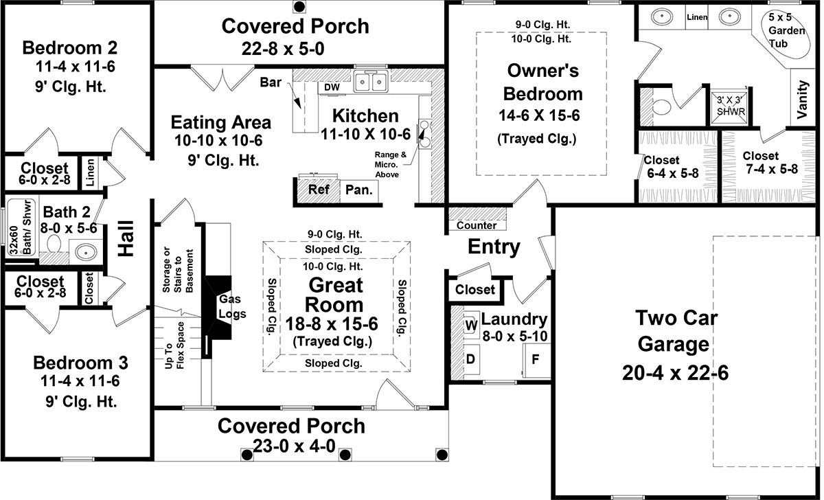 European Ranch Traditional Level One of Plan 59015