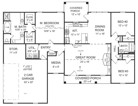 House Plan 59017 First Level Plan