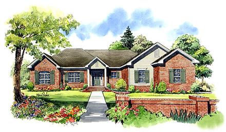European Ranch Traditional Elevation of Plan 59021