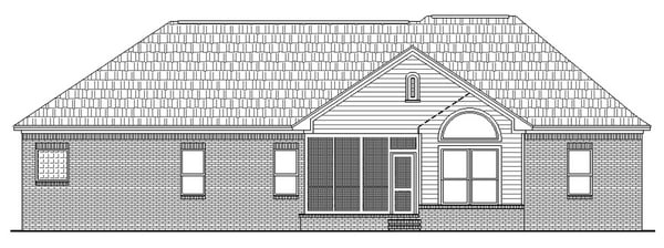 European Ranch Traditional Rear Elevation of Plan 59021