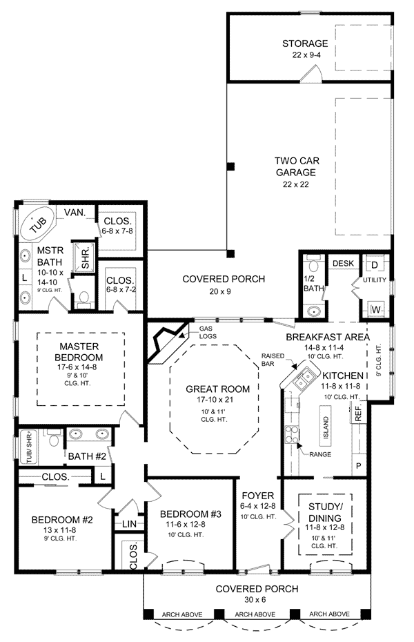 Colonial Southern Traditional Level One of Plan 59022
