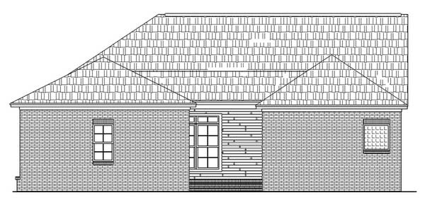 Colonial Southern Traditional Rear Elevation of Plan 59022