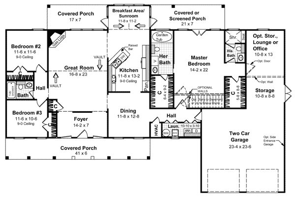 Country Ranch Southern Traditional Level One of Plan 59028