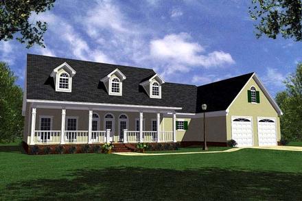 Country Farmhouse Ranch Southern Elevation of Plan 59029