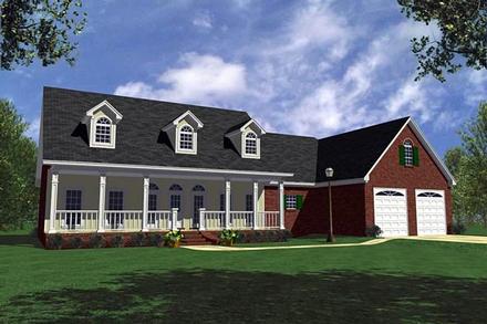 Country Farmhouse Ranch Southern Elevation of Plan 59030