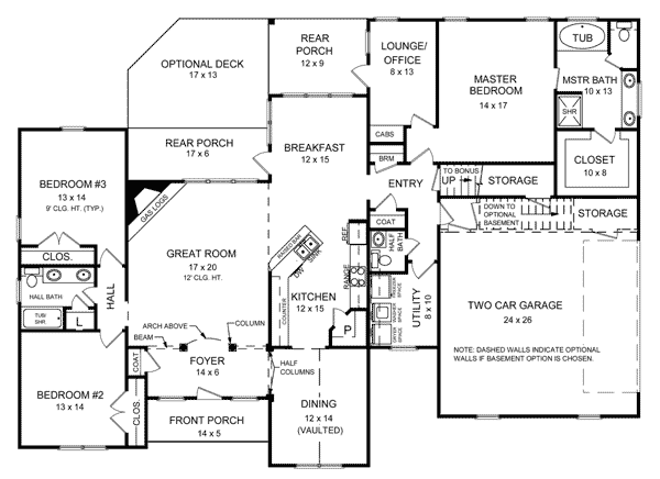 European French Country Ranch Traditional Level One of Plan 59032