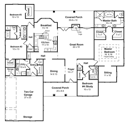 House Plan 59038 First Level Plan