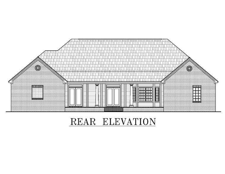 Country European Southern Traditional Rear Elevation of Plan 59038