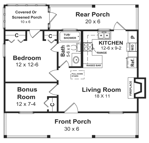 Cottage Country Southern Level One of Plan 59039