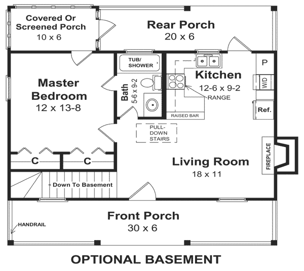 Cottage Country Southern Alternate Level One of Plan 59039