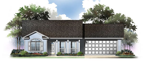 Cape Cod, Country, Ranch, Traditional House Plan 59045 with 2 Beds, 2 Baths, 2 Car Garage Elevation