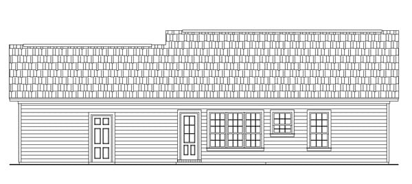 Cape Cod Country Ranch Traditional Rear Elevation of Plan 59045