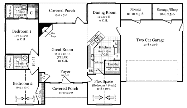 House Plan 59047 Level One