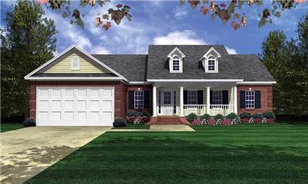 Cape Cod Country Ranch Traditional Elevation of Plan 59051