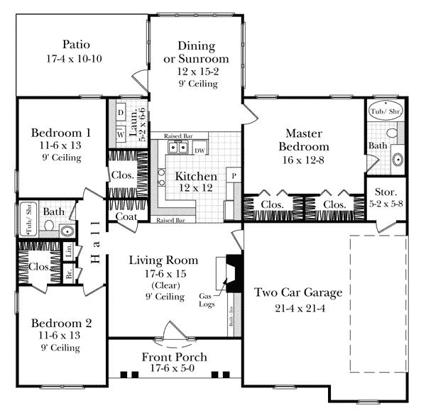 Cottage European Traditional Level One of Plan 59053