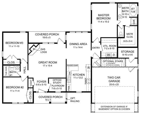 Cape Cod Ranch Traditional Level One of Plan 59057