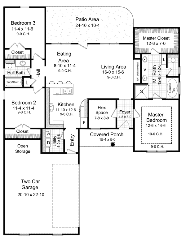 House Plan 59061 Traditional Style With 1604 Sq Ft 3 Bed 2 Bath