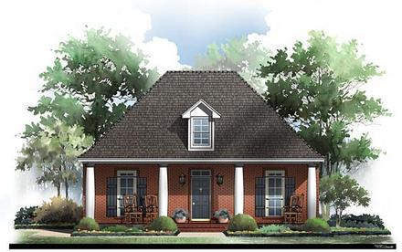 Acadian Colonial Cottage European Traditional Elevation of Plan 59064