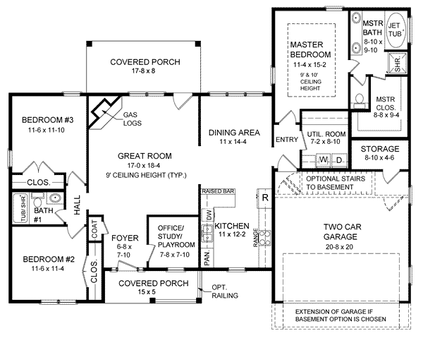 Ranch Traditional Level One of Plan 59065
