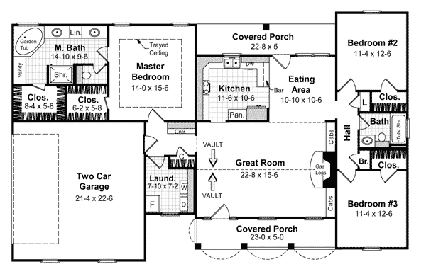 European Ranch Traditional Level One of Plan 59066