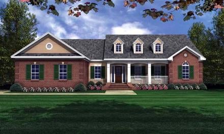 European Ranch Traditional Elevation of Plan 59066