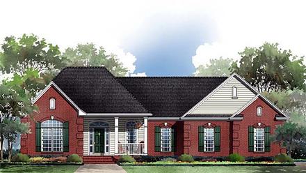 European Ranch Traditional Elevation of Plan 59069