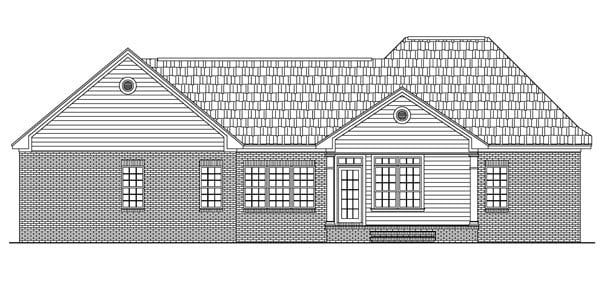 European Ranch Traditional Rear Elevation of Plan 59069