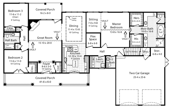 Acadian Country Farmhouse French Country Southern Level One of Plan 59072