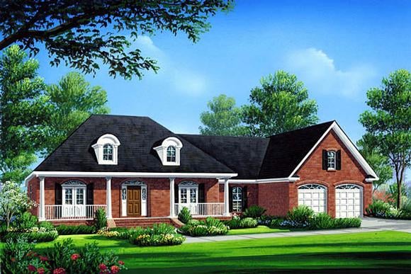 Acadian, Country, Farmhouse, French Country, Southern House Plan 59072 with 3 Beds, 3 Baths, 2 Car Garage Elevation