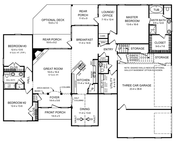 European French Country Ranch Traditional Level One of Plan 59074