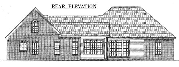 European French Country Ranch Traditional Rear Elevation of Plan 59074
