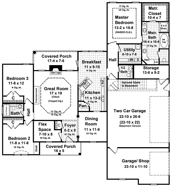 European Ranch Traditional Level One of Plan 59087