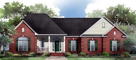 European Ranch Traditional Elevation of Plan 59087