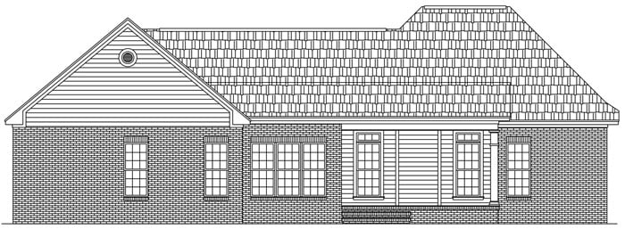 European Ranch Traditional Rear Elevation of Plan 59087