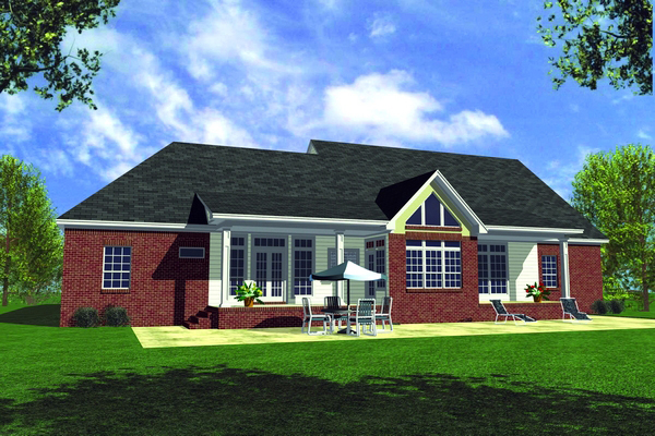 Country Ranch Southern Rear Elevation of Plan 59094