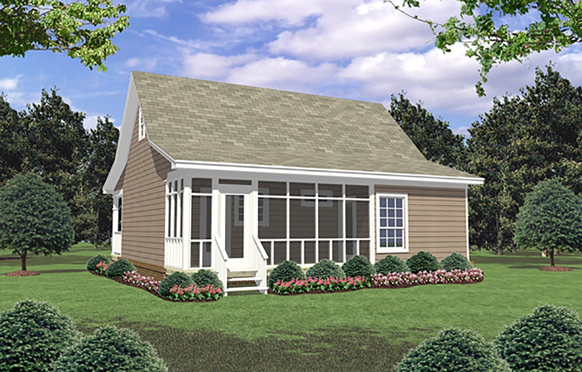 Cottage Country Farmhouse Rear Elevation of Plan 59096