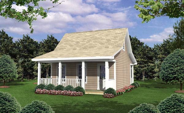Cottage, Country, Southern House Plan 59108 with 1 Beds, 1 Baths Elevation