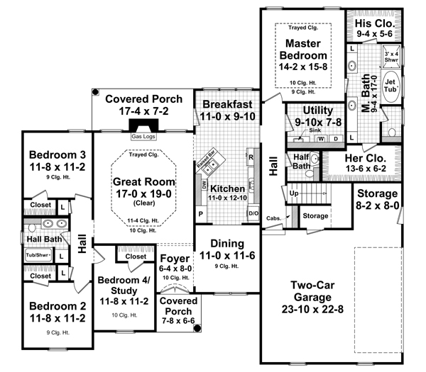 European Ranch Traditional Level One of Plan 59112