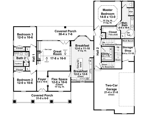 Country Craftsman European Traditional Level One of Plan 59116