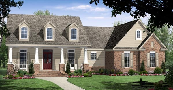 Country, Craftsman, European, Traditional Plan with 1816 Sq. Ft., 3 Bedrooms, 2 Bathrooms, 2 Car Garage Elevation