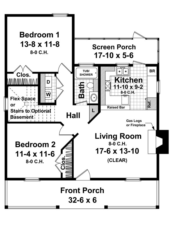 Cottage Country Farmhouse Level One of Plan 59122