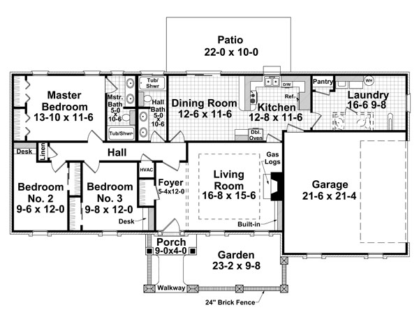 European Ranch Traditional Level One of Plan 59126