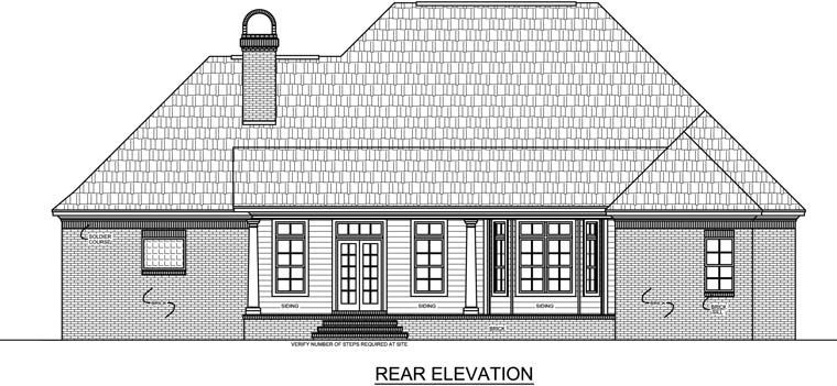 Country European French Country Traditional Rear Elevation of Plan 59131