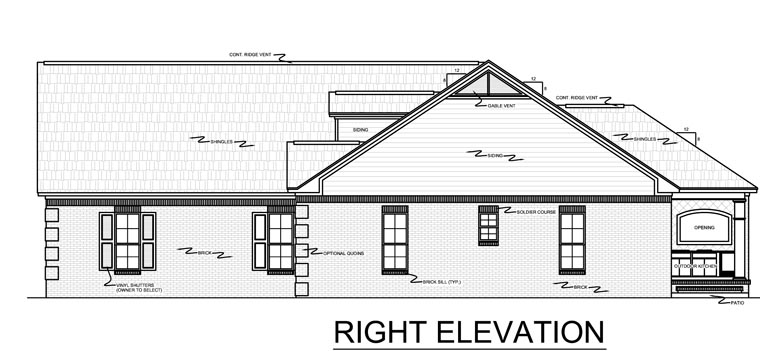 Country, European, French Country, Traditional Plan with 2000 Sq. Ft., 3 Bedrooms, 3 Bathrooms, 3 Car Garage Picture 3